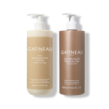 Load image into Gallery viewer, Golden Glow Gradual Tan &amp; Tan Accelerating Lotion Duo